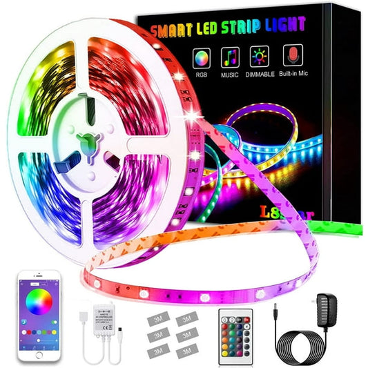 Smart LED Strip Lights 100FT/30M, Led Lights for Bedroom Bluetooth App Control+Remote+Control Box Music Light Strip for Home,Kitchen,Party (100FT/30M)