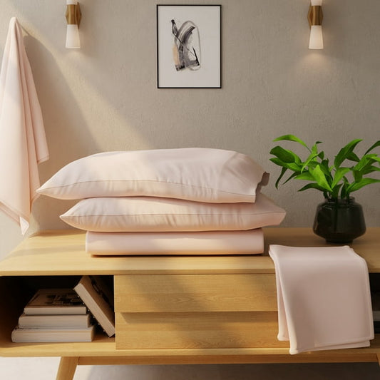 Color Sense Soft Flannel Sheet Set - BLUSH ONE SIZE