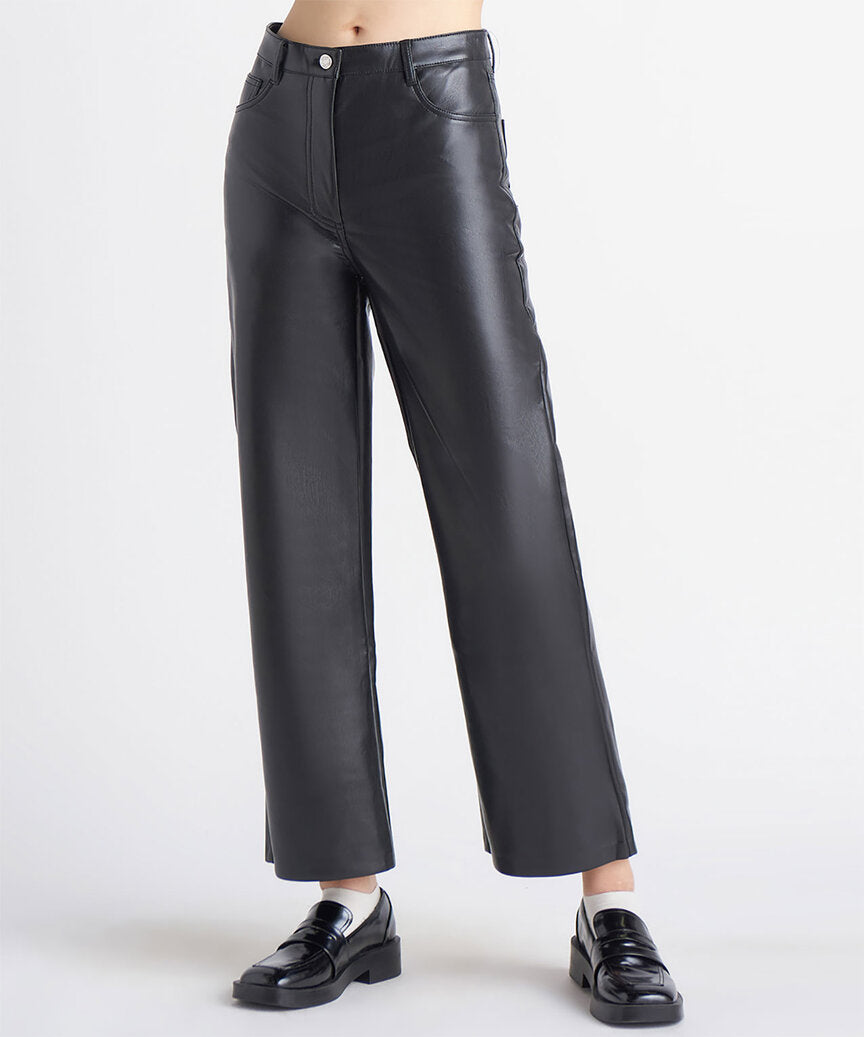 Dex High Rise Stretch Vegan Leather Look Front Leggings In Black Size 2X
