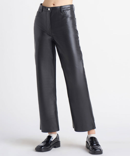 Dex High Rise Stretch Vegan Leather Look Front Leggings In Black Size 2X
