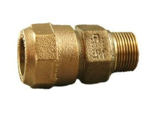 CAMBRIDGE BRASS 1" CTS X 1" MPT, LF Brass  Compression x Male Pipe Thread Adapter Copper Tube  Size – CTS & HDPE to FPT Transitions | 300 PSI |  AWWA & NSF Certified
