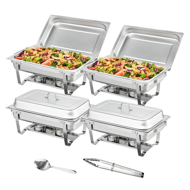 BENTISM DT-C1014 VEVOR 4-Pack Rectangle Chafing Dish Set 8Qt