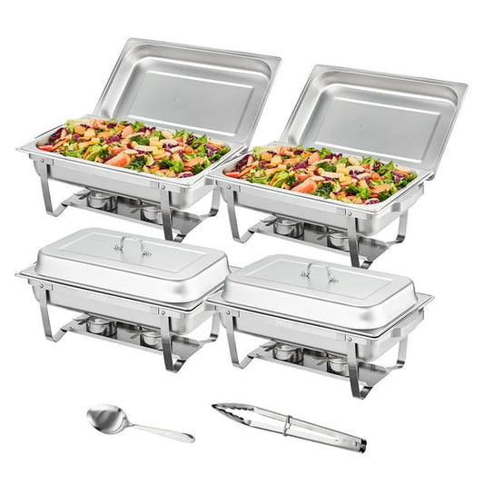 BENTISM DT-C1014 VEVOR 4-Pack Rectangle Chafing Dish Set 8Qt
