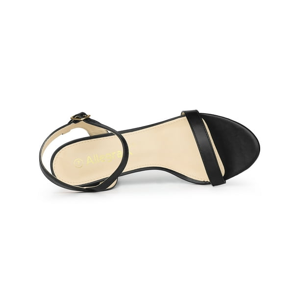 Unique Bargains Women's Slingback Chunky High  Heels Sandals Black (Size 6.5)