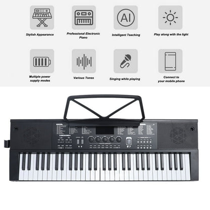 Fyydes Electric Keyboard Piano 61 Keys Electronic Organ Teaching Function with Li