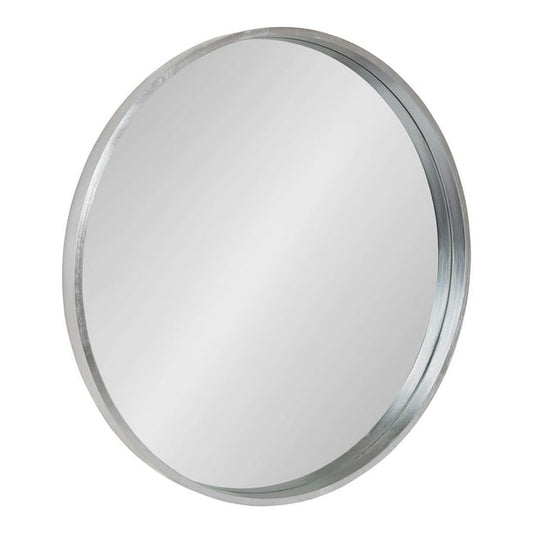 Kate and Laurel 25.6" Travis Round Wood Accent  Wall Mirror Silver