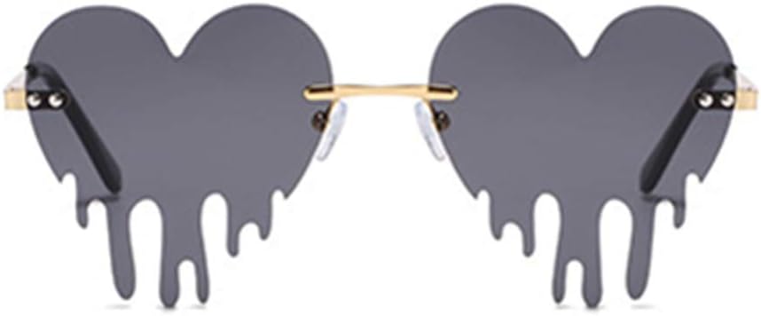 ENTHYI Melting Heart Sunglasses for Men/Women Rimless Irregular P