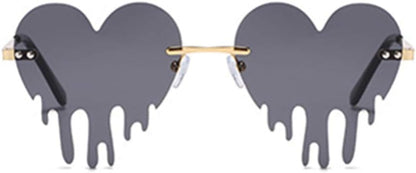 ENTHYI Melting Heart Sunglasses for Men/Women Rimless Irregular P