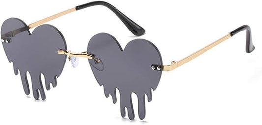 ENTHYI Melting Heart Sunglasses for Men/Women Rimless Irregular P