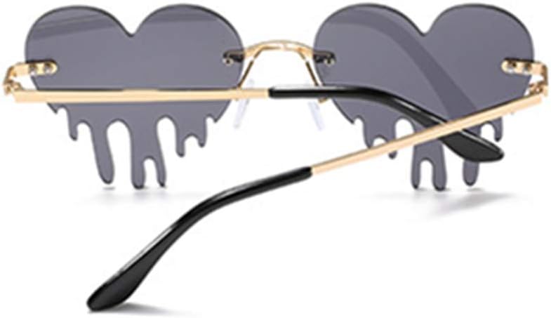 ENTHYI Melting Heart Sunglasses for Men/Women Rimless Irregular P
