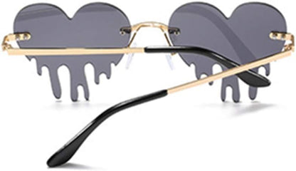 ENTHYI Melting Heart Sunglasses for Men/Women Rimless Irregular P