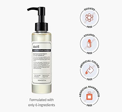 [DearKlairs] Gentle Black Fresh Cleansing Oil, 5.07 Fl Oz, makeup remover f