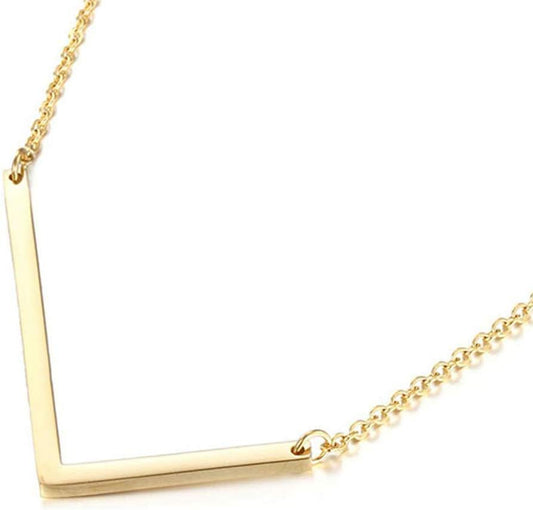 Sideways Initial Necklace 18K Gold Plated Stainless Steel Large L