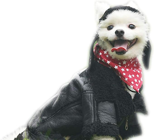 Pet Clothes, Dog Winter Thick Jacket with Zipper Leathe