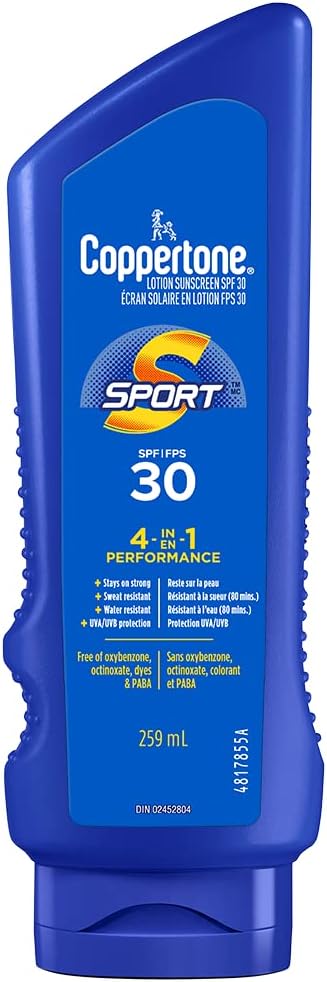 COPPERTONE Sport 4-in-1 Performance Sunscreen Lotion SPF 30, Water-Resistan