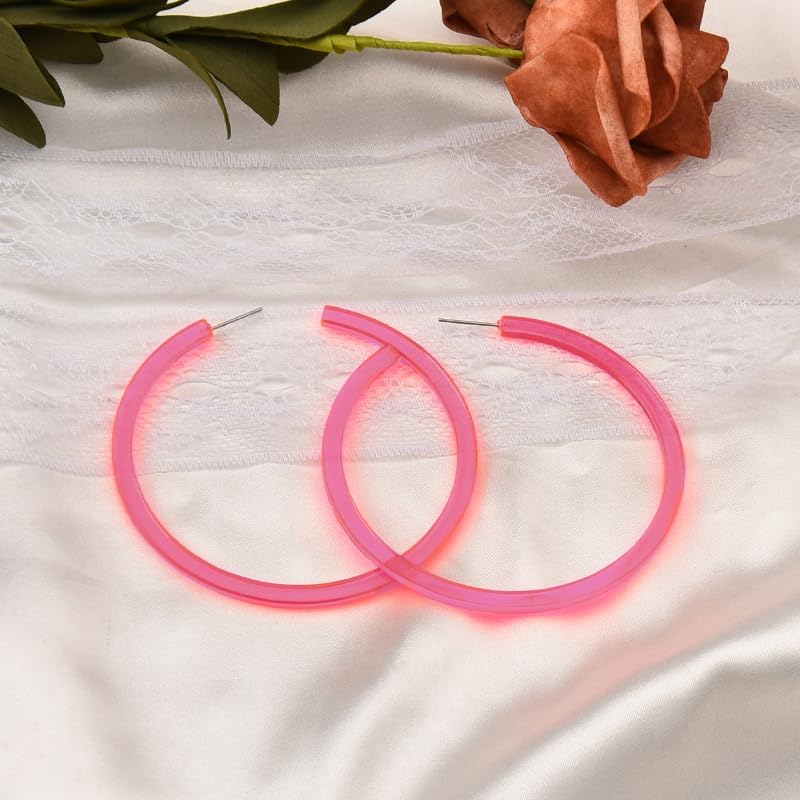Halloween Hoop Earrings for Women Retro Neon Earrings Acrylic Resin Earring