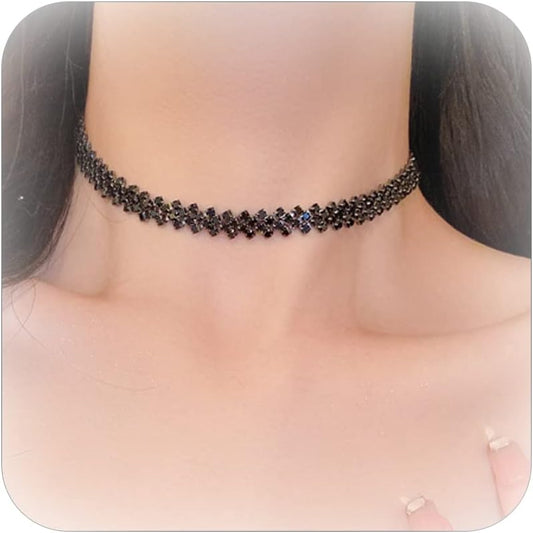 Rhinestone Choker Necklace for Women Sparkly Crystal Statement Ne