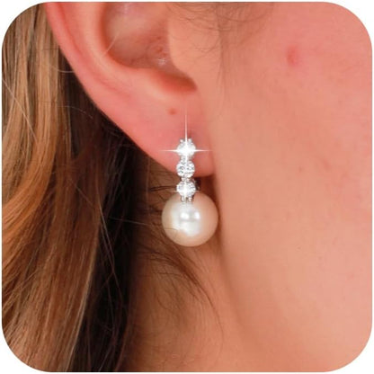 RITACH Pearl Earrings for Women 925 Sterling Silver White Gold Da