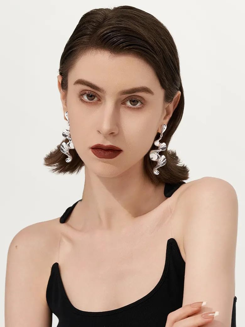 INNERDIVA Gold Irregular Abstract Geometric Earrings Hypoallergen