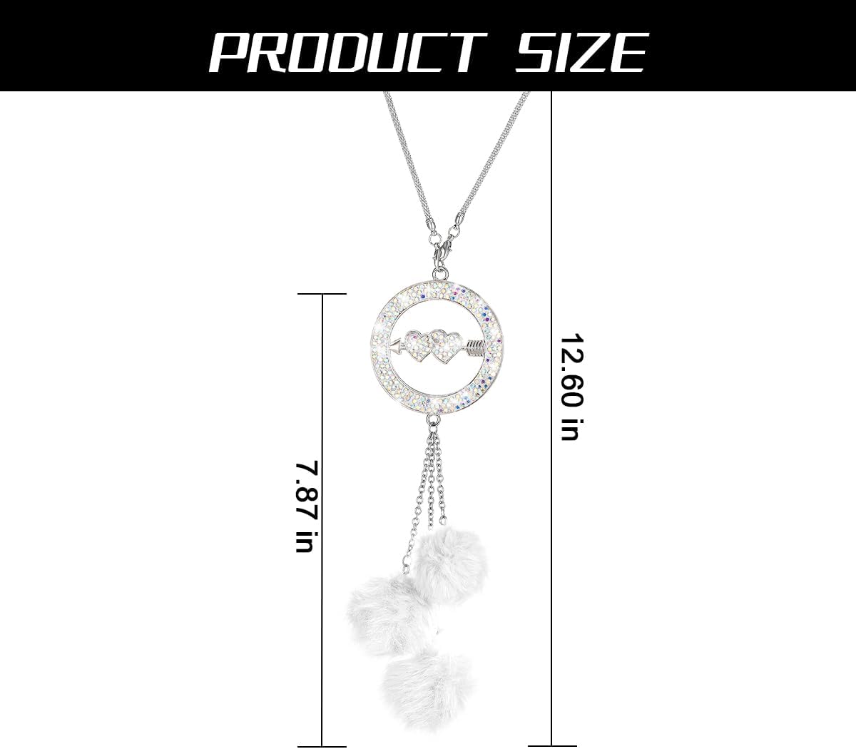 TSUGAMI Bling Heart Car Hanging Accessories, Crystal Rhinestone Vehicle Rea