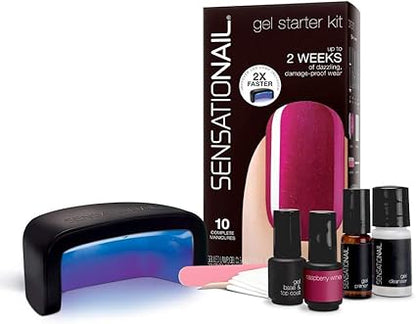 SensatioNail Gel Nail Polish Starter Kit, Raspberry Wine Red – At