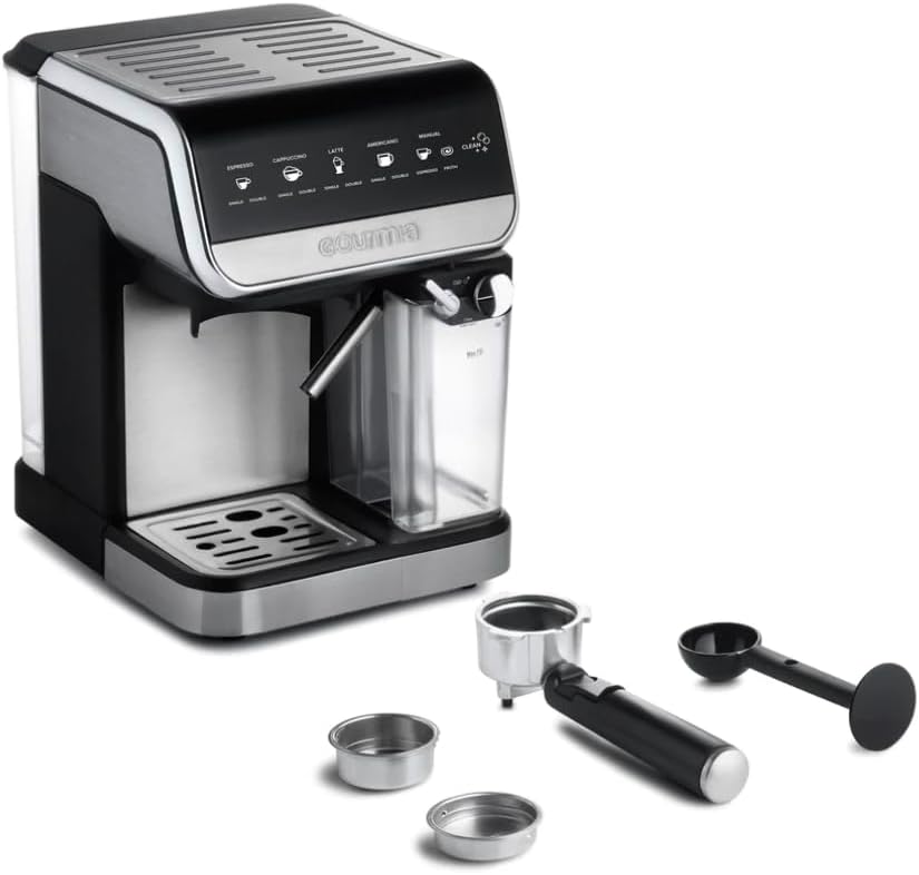 Gourmia GCM4230 8-in-1 One-Touch Espresso, Cappuccino, Latte & Americano Maker With Automatic Frothing