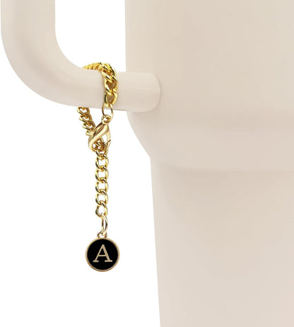 Velaco 4 PCS Initial Letter Charm Accessories and Straw Cover Pack- Chains with