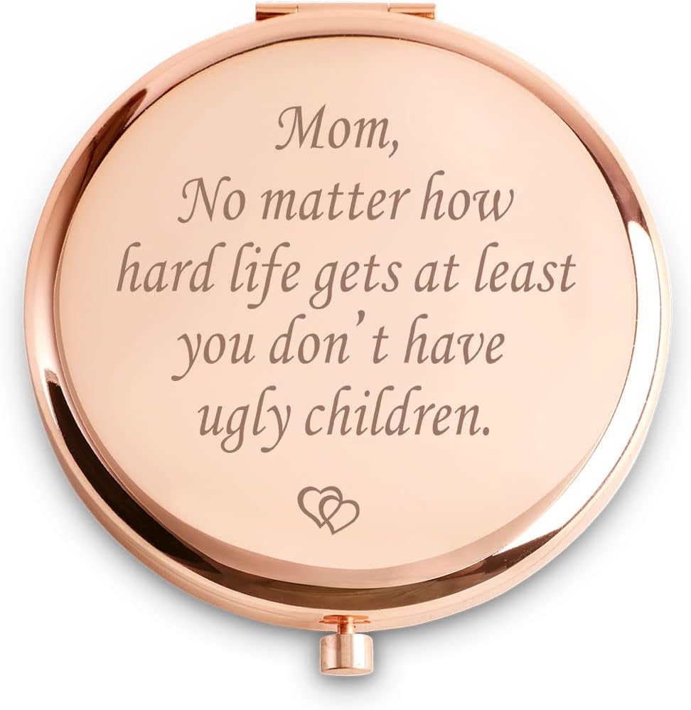 Mom Gifts from Daughter Son Children, Personalized Compact Mirrors, Funny f