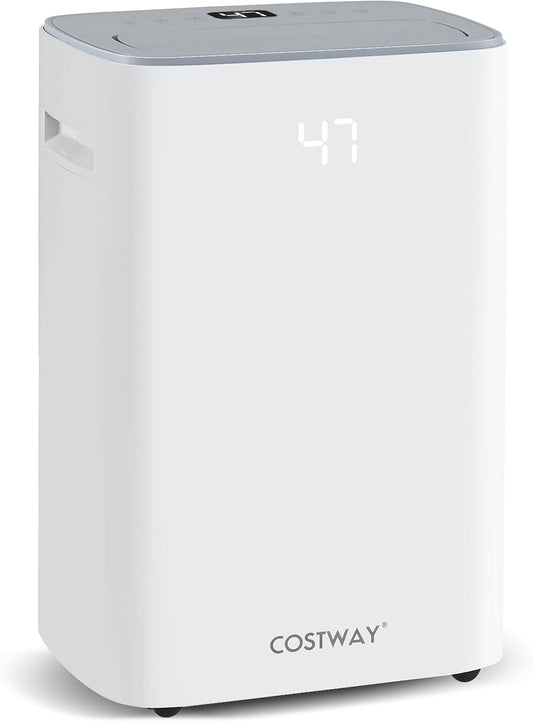 COSTWAY 52 Pint Dehumidifier for Basement, 3.3FT Drain Hose, Clothes Drying Modes, Auto Defrost, Child Lock & 24H Timer, Home Dehumidifier for Bedroom, Bathroom, Garage