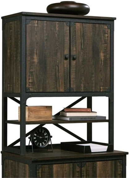 HUTCH Steel River Library Adjustable Shelf, Metal Frame - Carbon Oak