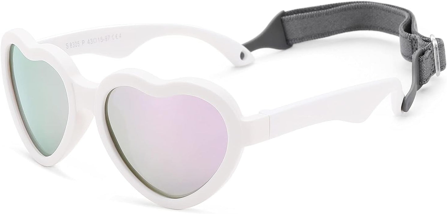 COASION Baby's First Sunglasses with Strap, Unbreakable Polarized