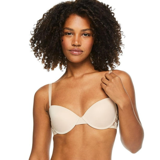 George GR180330 Women's Micro Push Up Lace Wing Underwire Bra, 34C Nude