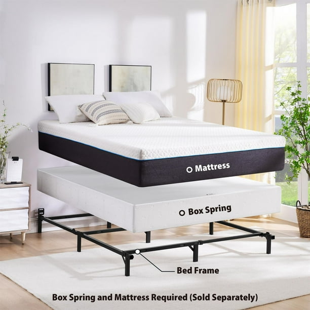 Mainstays 7" Adjustable Bed Frame, Black Steel, Adjustable - Twin, Full, Queen