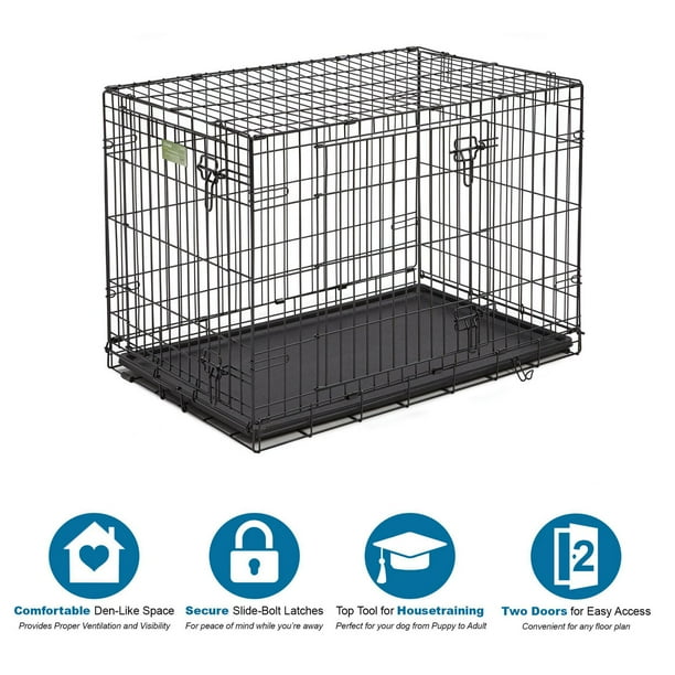 MidWest Homes For Pets 1536DDU iCrate Double Door Folding Metal Dog Crates, 36-Inch w/ Divider