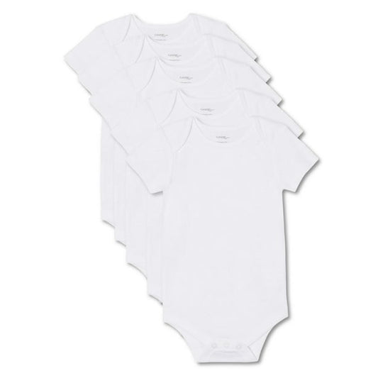 George GBS17038IU Infants' Unisex Short Sleeve Bodysuits, White, 12-18 Months (Pack of 5)