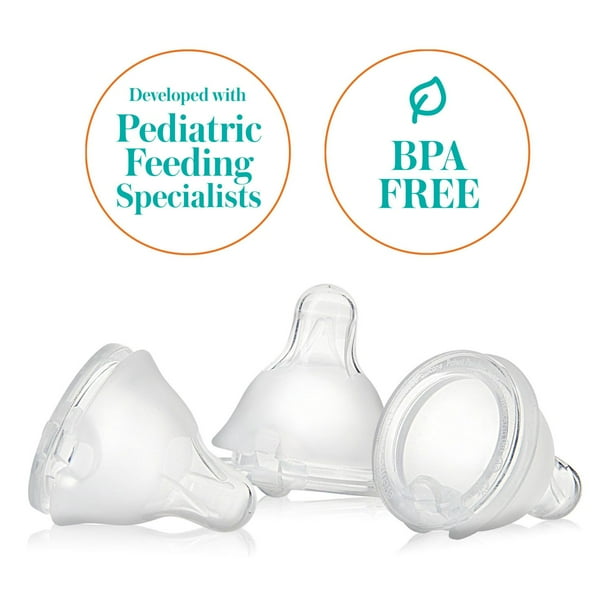 Evenflo Feeding 2126111 Standard Neck BPA-Free Silicone Slow Flow Baby Bottle Nipples - 0 Months+, 6ct