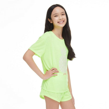 Justice 166514 Girl's Interactive Glow-in-the-Dark Pajamas 3-Piece Set, Yellow L
