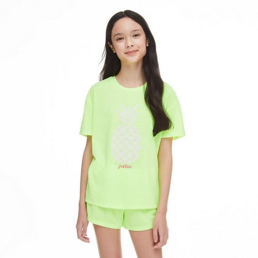 Justice 166514 Girl's Interactive Glow-in-the-Dark Pajamas 3-Piece Set, Yellow L