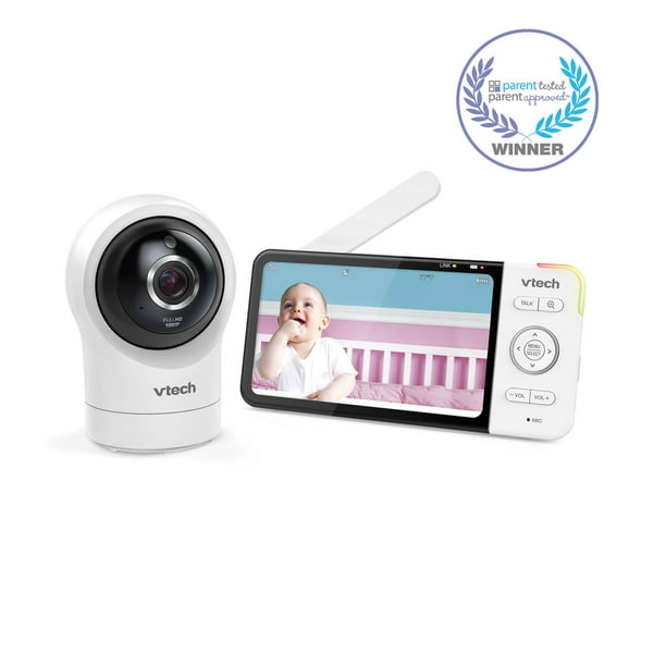 VTech RM5764 HD Smart Wi-Fi Video Baby Monitor  with 5 Inch display and 1080p HD 360 degree  Panoramic Viewing Pan & Tilt Camera White