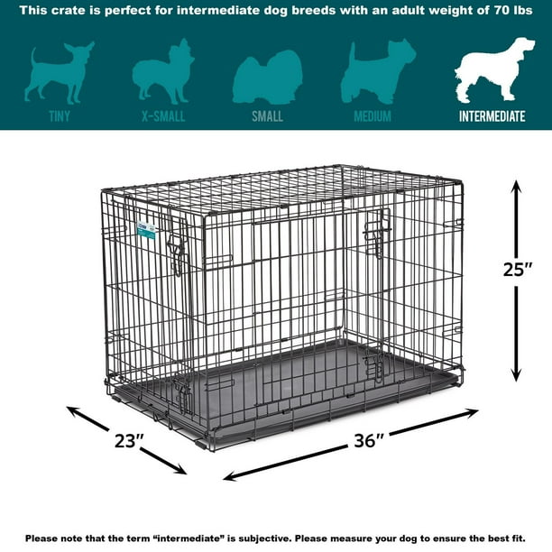 MidWest Homes For Pets 1536DDU iCrate Double Door Folding Metal Dog Crates, 36-Inch w/ Divider