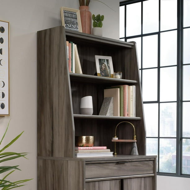 SAUDER WOODWORKING 429505 Clifford Place Engineered Wood Library Hutch in Jet Acacia/Dark Wood