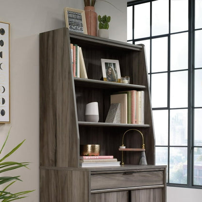 SAUDER WOODWORKING 429505 Clifford Place Engineered Wood Library Hutch in Jet Acacia/Dark Wood