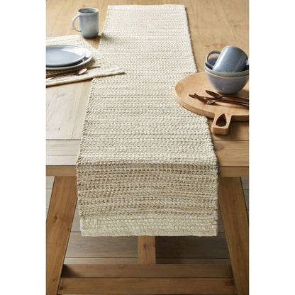 Jute Chenille Table Runner - 14 x 90" - Natural - 74% Jute, 23% Rayon, 3% Other Fiber, JUTE CHENILL RUNNER, 14X90