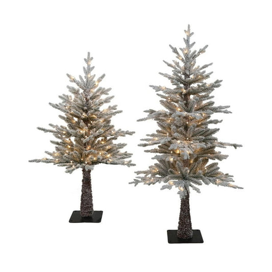 Holiday Time T1025-200-W Set of 2 Flocked Snowy Christmas Trees