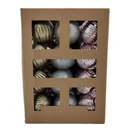 24 Count Shatterproof Ornaments-Pink/Gold/Silver