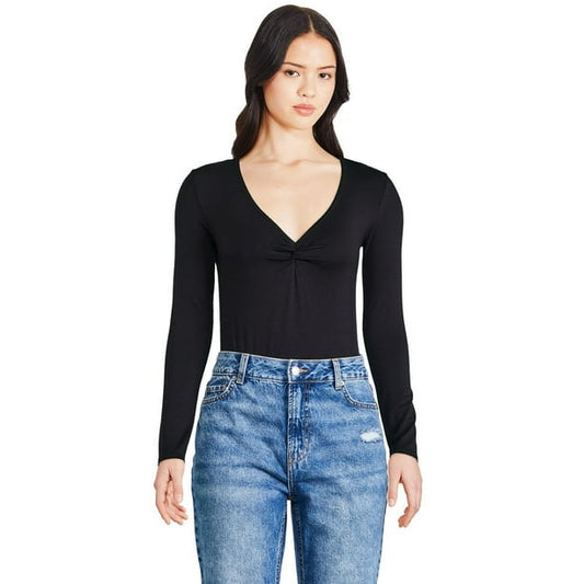 George Women's Twist Front Bodysuit, Black, XXL