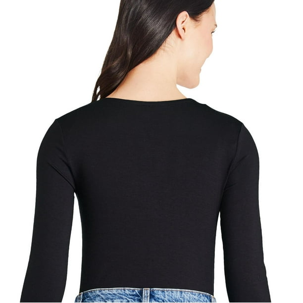George Women's Twist Front Bodysuit, Black, XXL