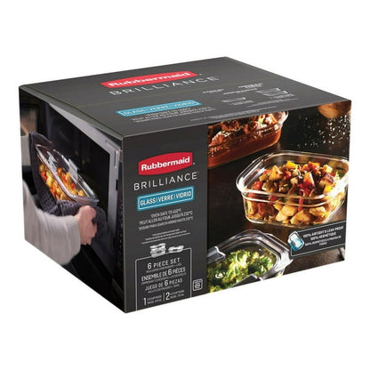 Rubbermaid 6013375 Brilliance Clear Food Container & Lid, Pack of 3