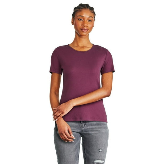 George GRS51022LD Women's Crew Neckline Tee, Burgundy Small