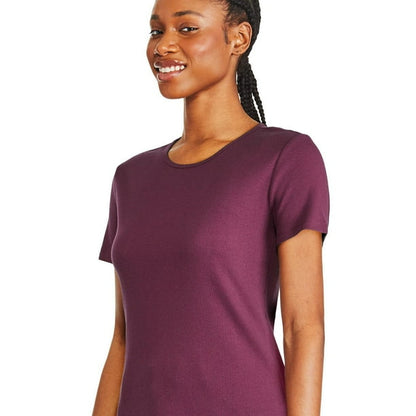 George GRS51022LD Women's Crew Neckline Tee, Burgundy Small